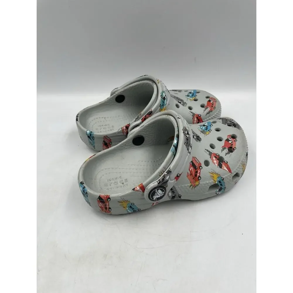 CROCS Kids Classic Race Cars Graphic Clog Mirage / Multi Gray Size 10